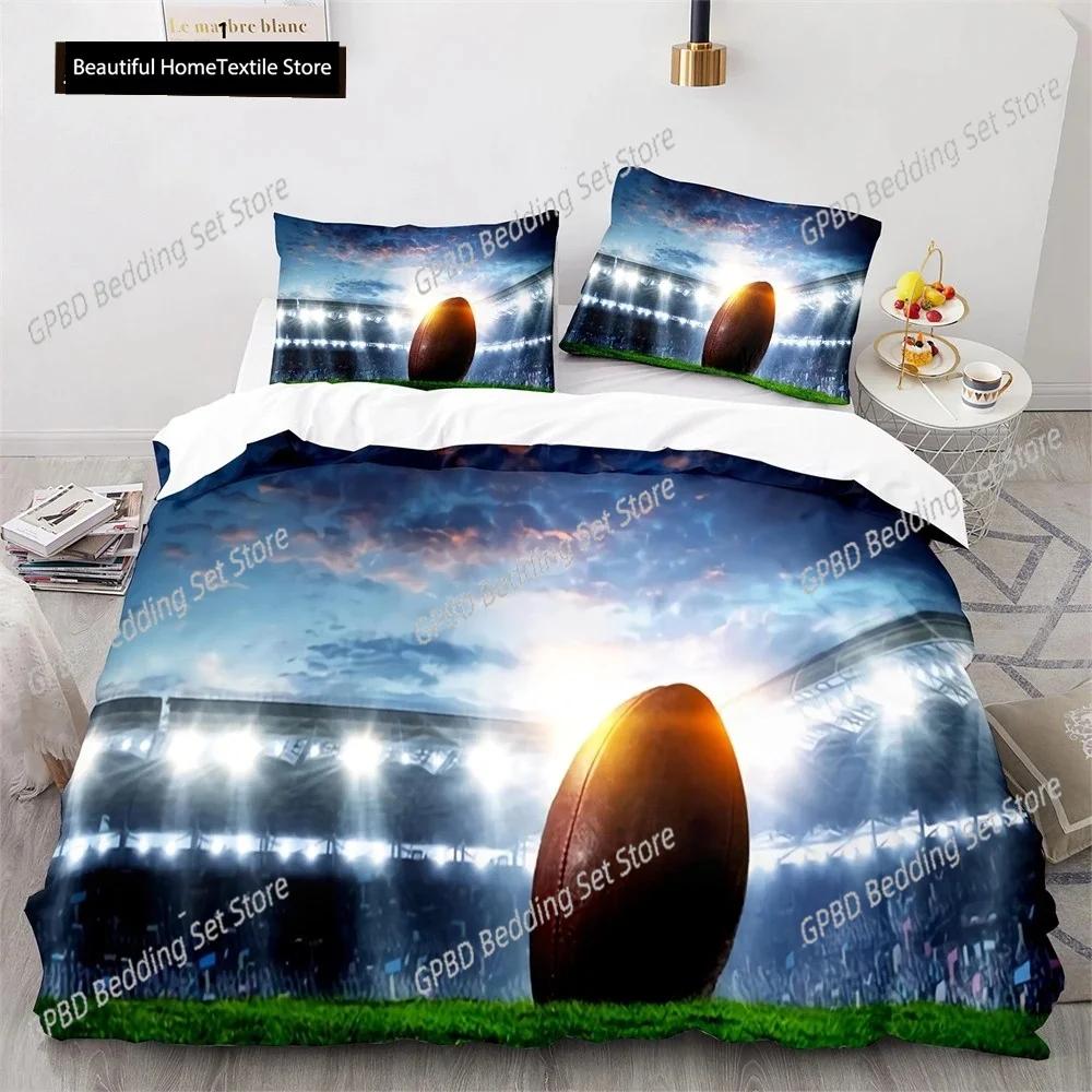 American Football Bettbezug Set 3D Sport Rugby Spieler Polyester Bettdeckenbezug Für Männer Teenager Junge Kind Bettwäscheset King Queen