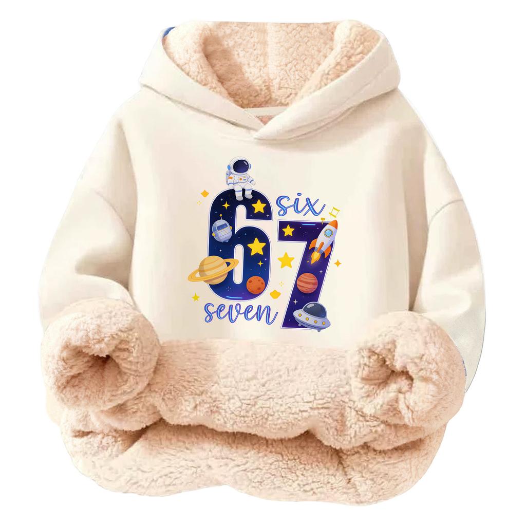 Children's Fashionable Printing Casual Fleece Hooded Loose Fit Hoodie Without Pockets