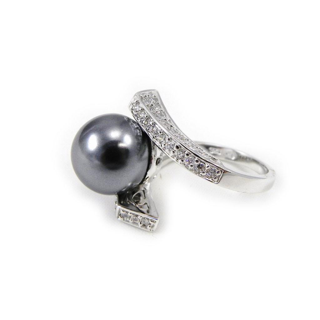 Grå 'Pearl Beauty' Silverring