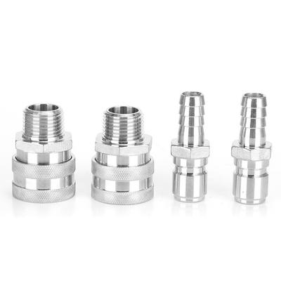 4pcs G1/2in Thread Stainless Steel Quick Connector Adapter Fitting for Home Beer Brewing