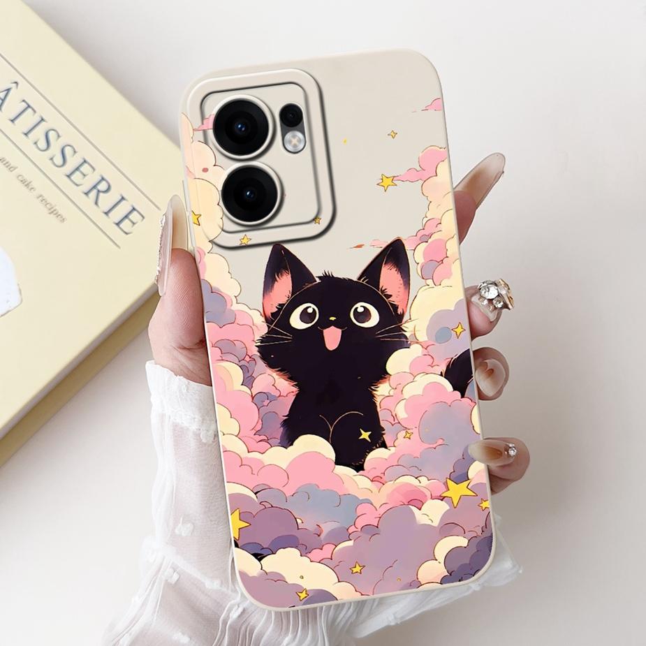 For Oppo Reno 13F 5G Case Reno13 FS CPH2699 Cute Cat Grid Pattern Cover Soft TPU Phone Cases For Oppo Reno13 F 4G Reno13F Fundas