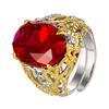 Jewelry Copper Bottom Gold-Plated Simulation Blue Spinel Egg-Shaped Hollow Ring Main Stone 13 * 18