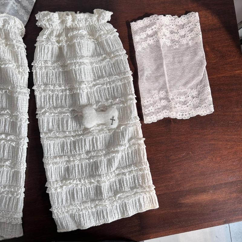 Japanese Tiered Ruffle Lace Leg Warmers for Women and Teens Knee Length Flared Leg Covers for Cosplay and Daily Wear