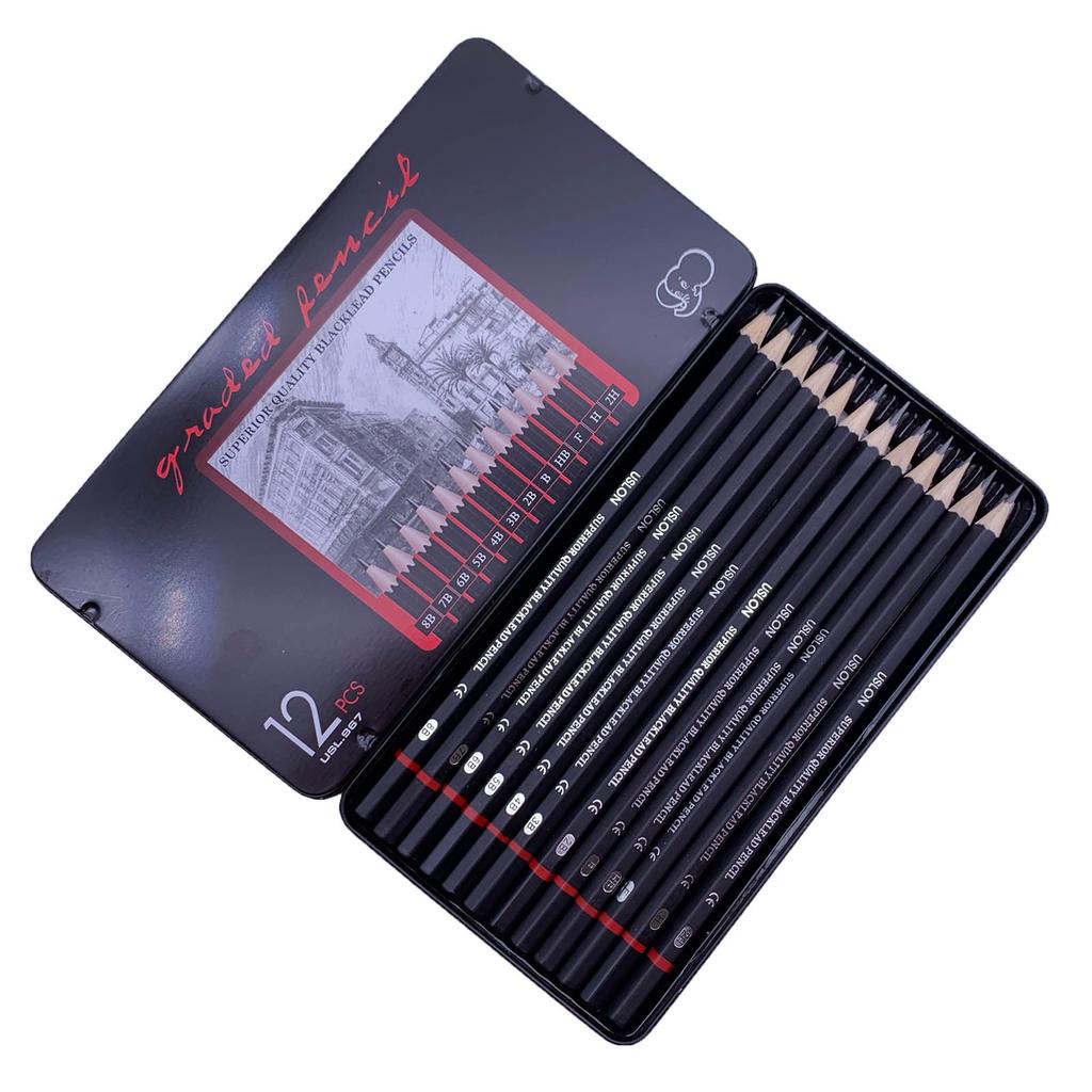 12pcs Drawing Pencil Set Safety Environmental Friendly Sketching Pencils Set Art Supplies Drawing