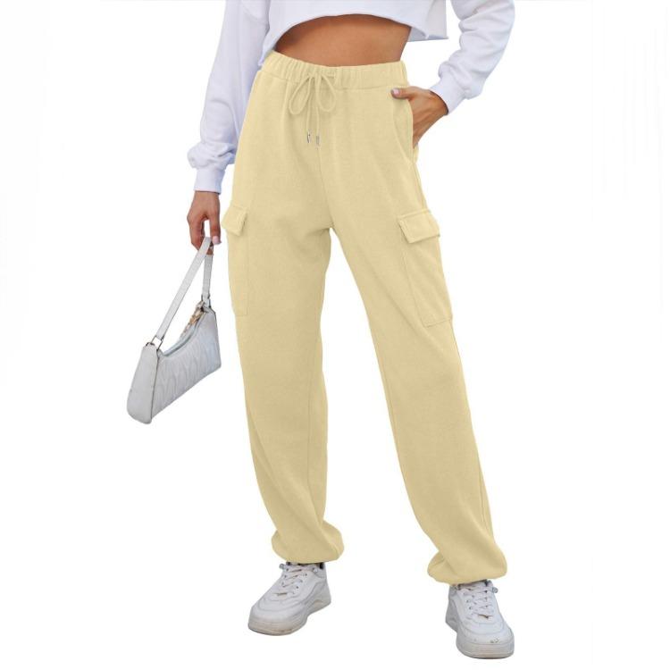 

Casual Solid Color Sweatpants Women Fashion Sport Pants with Pockets S хаки