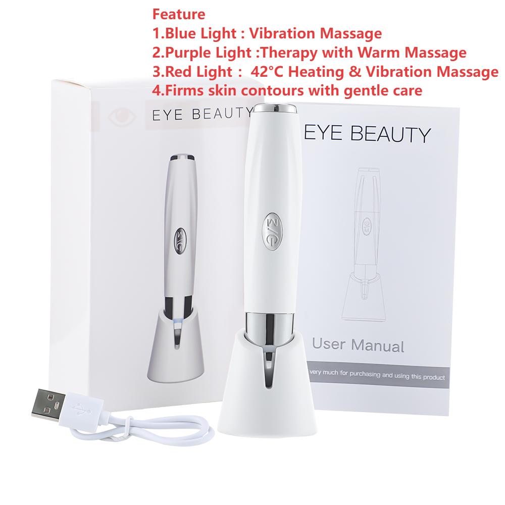 

Перезаряжаемый массажер для глаз вибрационный против темных кругов синий свет против морщин терапия горячий компресс уход за красотой ручка для массажа глаз Type A LED