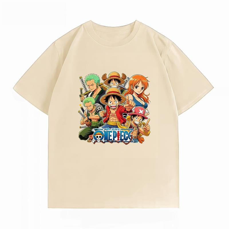 One Piece Straw Hat Crew All Members Print T-Shirt Casual Short Sleeve Cotton Anime Streetwear Unisex's T-Shirt