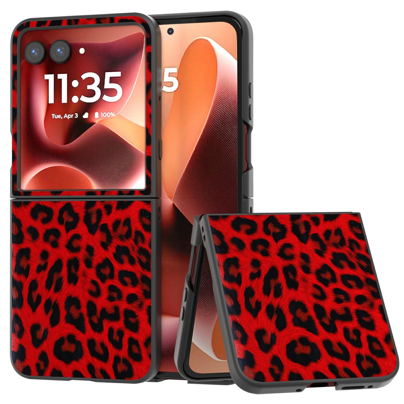 

Чохол для Motorola Razr 60 Ultra 5G Чорний край Шкіра+ПК Леопардовий візерунок Чохол для телефону D