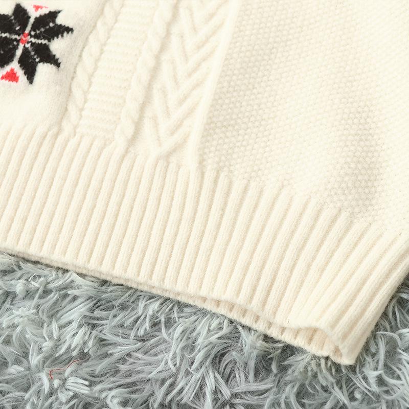 Bai Lu Style European Fashion White Jacquard Loose Knit Sweater for Women, Long Sleeve, Spring
