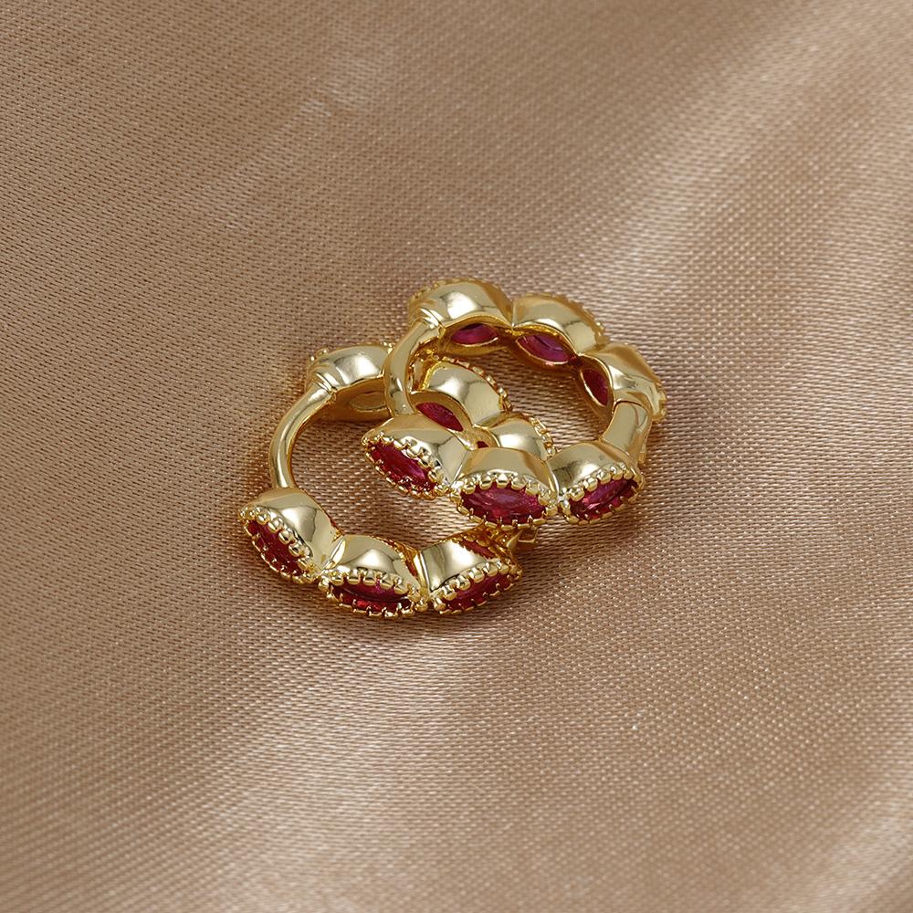 Korejské Multicolor CZ Zirkonové malé kruhové náušnice pro ženy Nerezová geometrie Kruhová náušnice Piercing do ucha