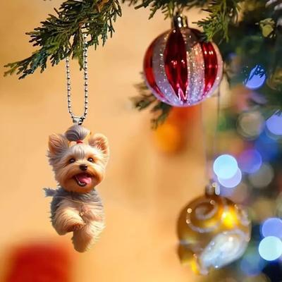 Yousheng Decorazione da Appendere Creativo Ciondolo 2D Acrilico Piatto Cartone Animato Animale Cane con Cordino Facile da Appendere Ciondolo Portachiavi Accessorio Auto