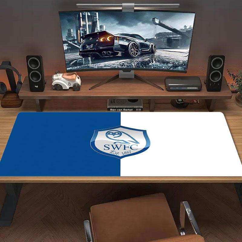 Blue White Owl Crest Large Size Mouse Pad Large Gaming Table Cushion Nonslip Laptop Tablet Big Mousepad Xxl Mat Mini Pc Playmat With Lock Edge