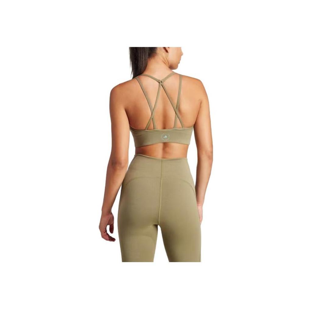 adidas By Stella McCartney Medium Support Cross-Back Sports Bra Olive Green Women IT5717