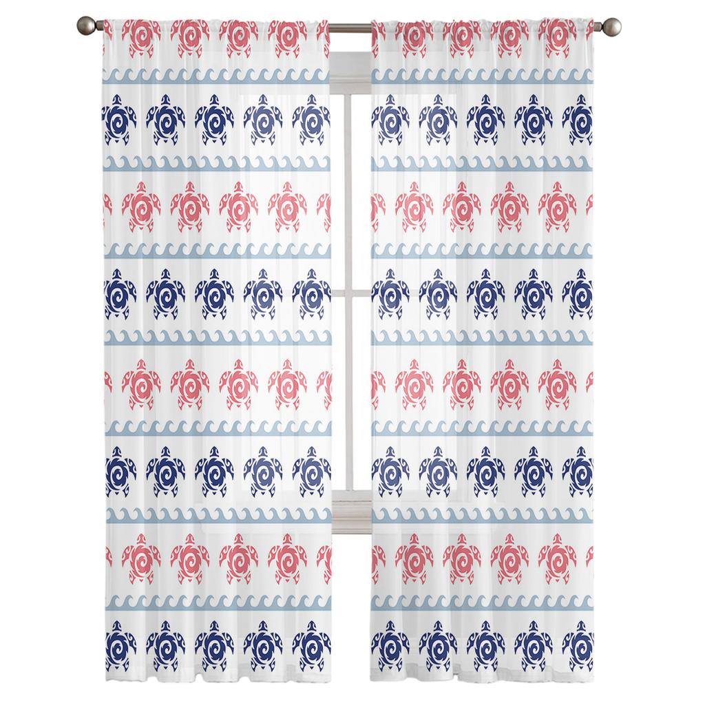 Turtle Totem Texture In Summer Voile Sheer Curtains Living Room Window Chiffon Tulle Curtain Kitchen Bedroom Drapes Home Decor