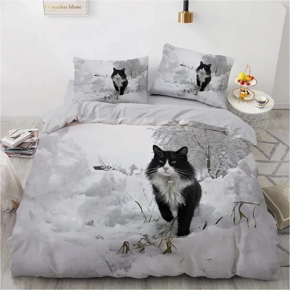 3D Bedding Sets Red Duvet Quilt Cover Set Comforter Bed Linen Pillowcase King Queen Size Pet Cat Design For Kids Girls