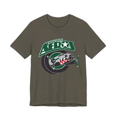 Defunct AHL Hockey Team Houston Aeros Printed T-Shirt Vintage Sports Collectible