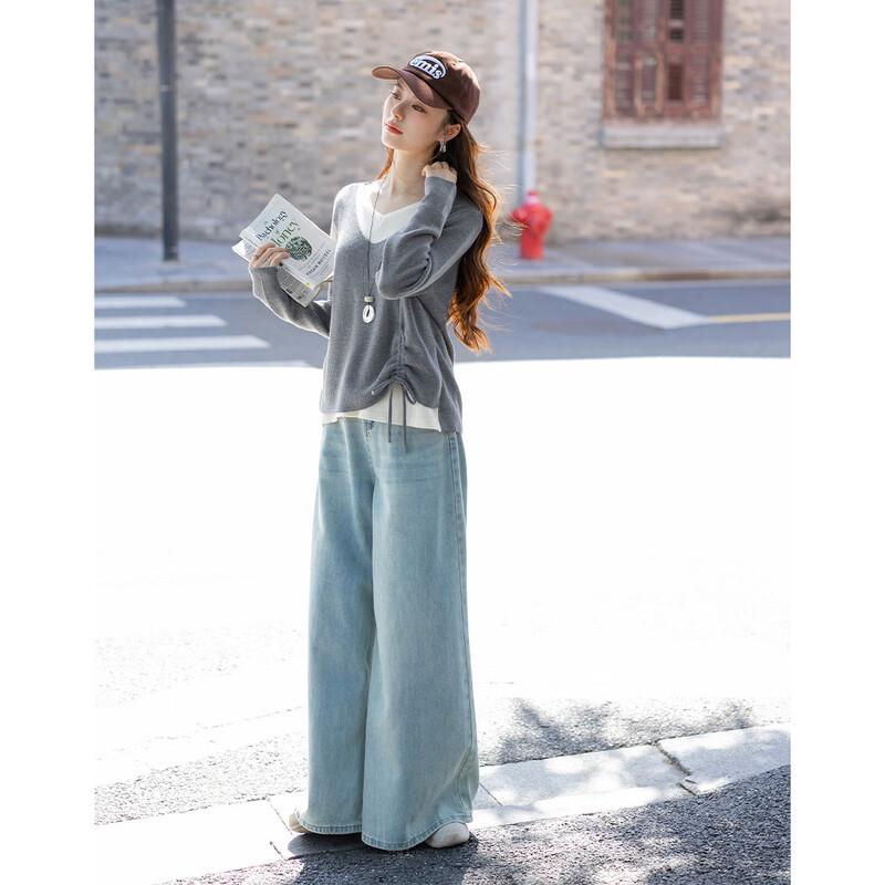 Mokana Women's Faux Two-Piece Long-Sleeve Knit Top