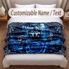 Wolf Theme Soft Blanket Personalized Custom Name Text Print Warm Blanket Home Sofa Bedroom Decor
