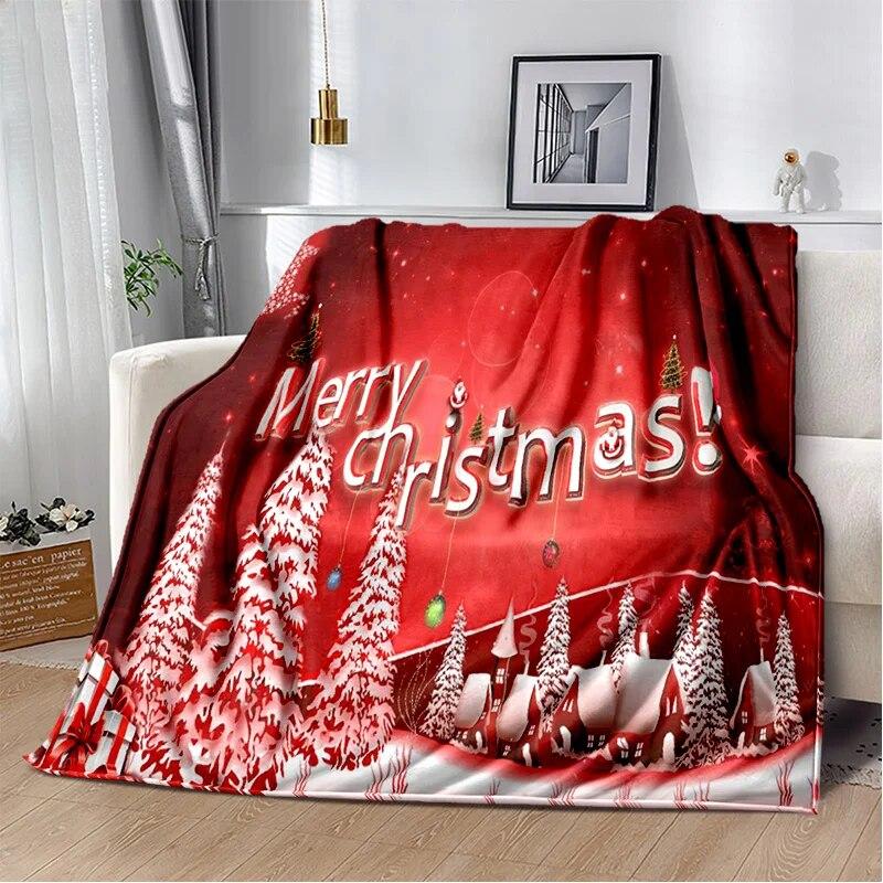 Desene animat Moș Crăciun Pom de Crăciun Fericit Cadou pentru copii Pătură moale de pluș, pătură de flanel Pătură pentru sufragerie dormitor canapea