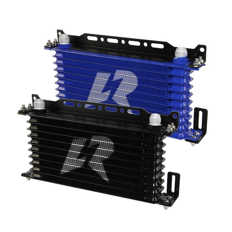 AN10 10-reihiger Aluminium-Ölkühler mit 262mm Montagehalterungs-Kit Trust Typ 7/8"-14 UNF Zubehör für Fahrzeuge Schwarz/Blau