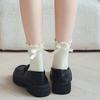 Bow Socks Female Cute Japanese Jk Medium Tube Stacking Socks Lace Black And White Lolita Princess Girl Socks