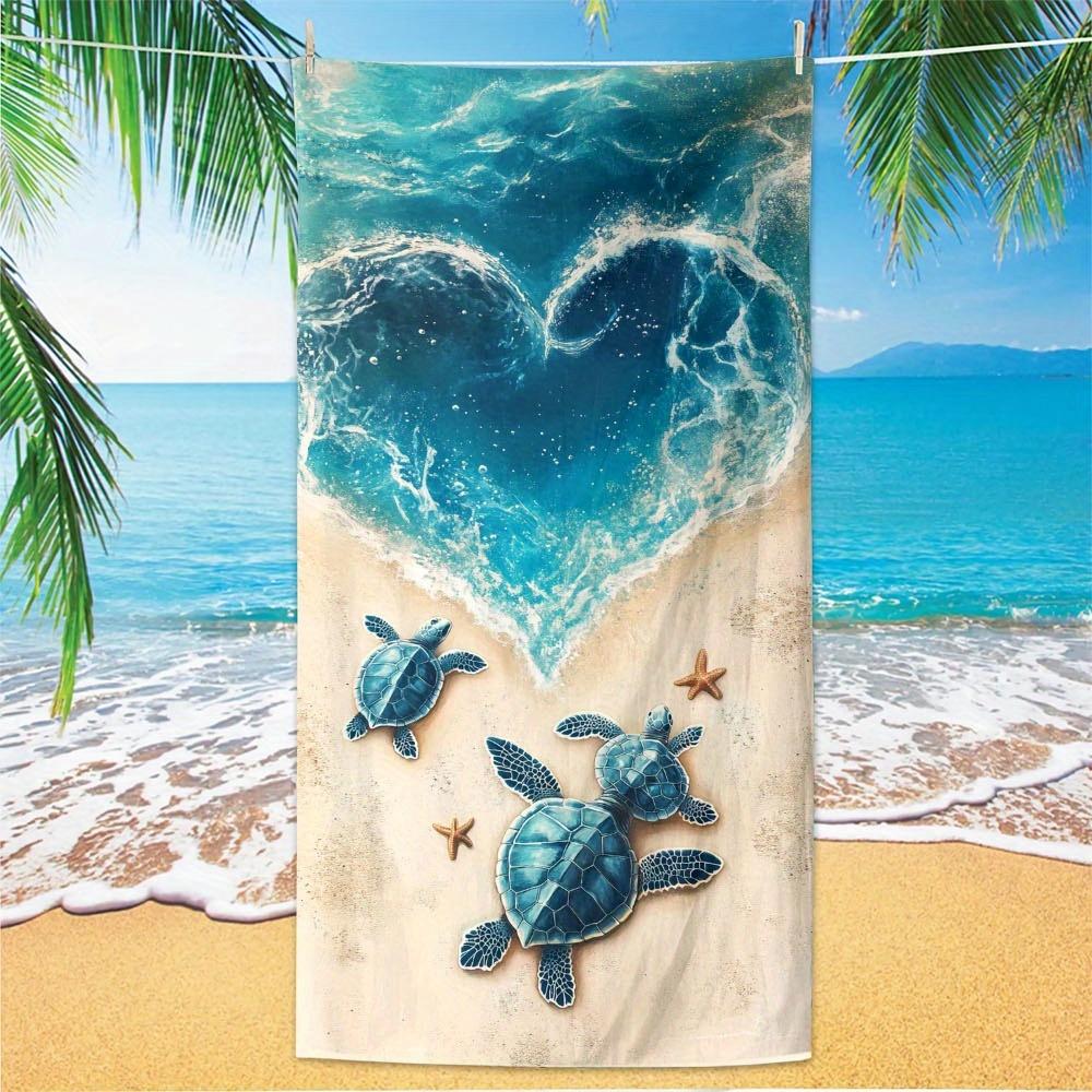 1pc Microfiber Quick-Dry Beach Towel - Large, Lightweight & Sand-Free with Sea Turtle & Ocean Design for Travel, Swimming, Yoga