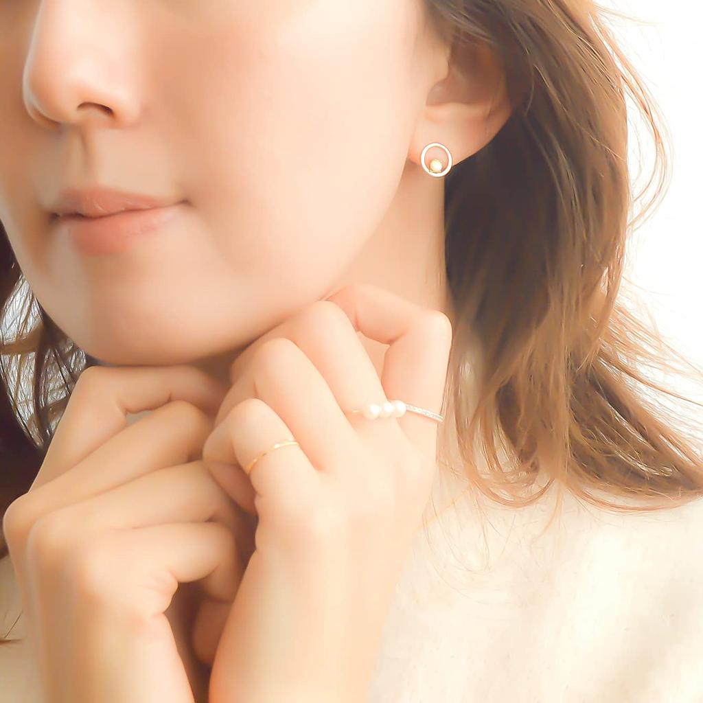 [Naot Jewelry] Women's Stud Earrings, Opal Birthstone (October), Bubble Circle Pierce