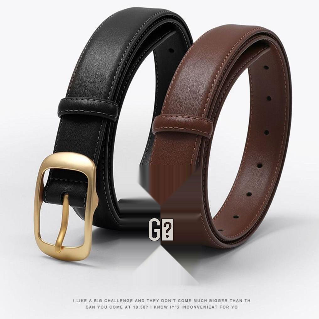 Trendy Women's Leather Belt with Sleek Pin Buckle - Versatile and Elegant