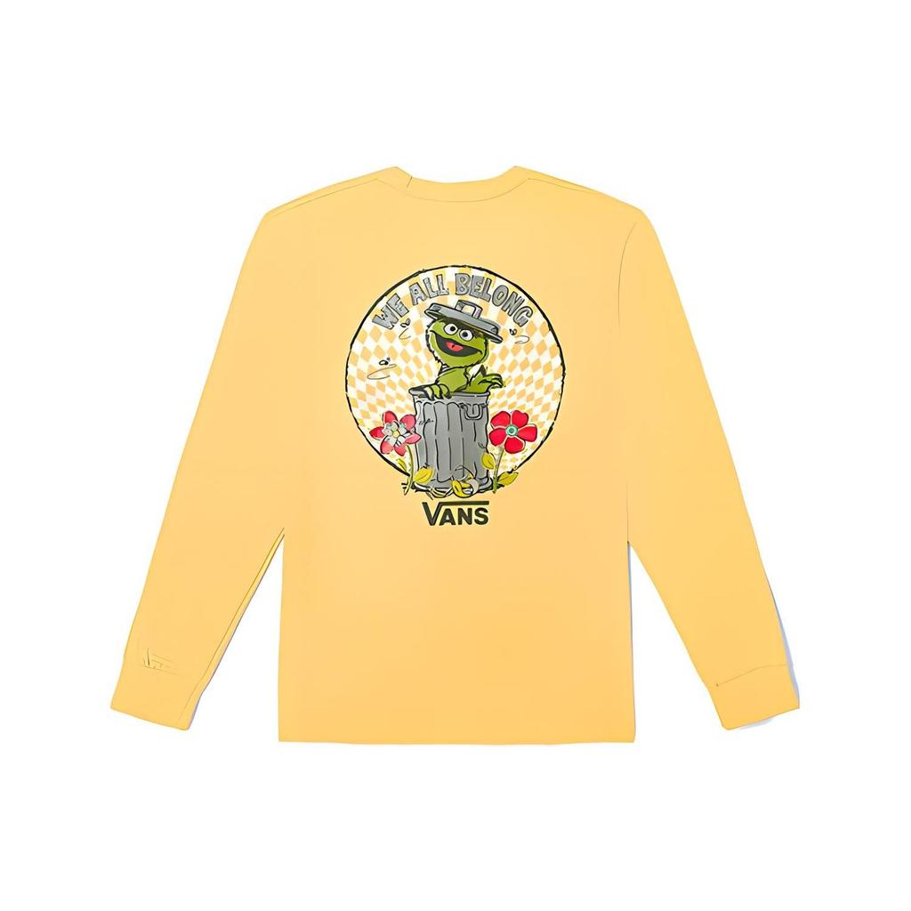 Vans X Maglietta a Maniche Lunghe con Stampa Motivo Cartone Animato Sesame Street Girocollo Unisex Top Giallo VN000BPWNB2