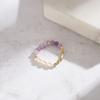 Mlluki MPR03 Trendy Summer Exquisite Fresh Water Pearl Natural Stone Minimalist Purple Mica Beaded Broken Silver Ring