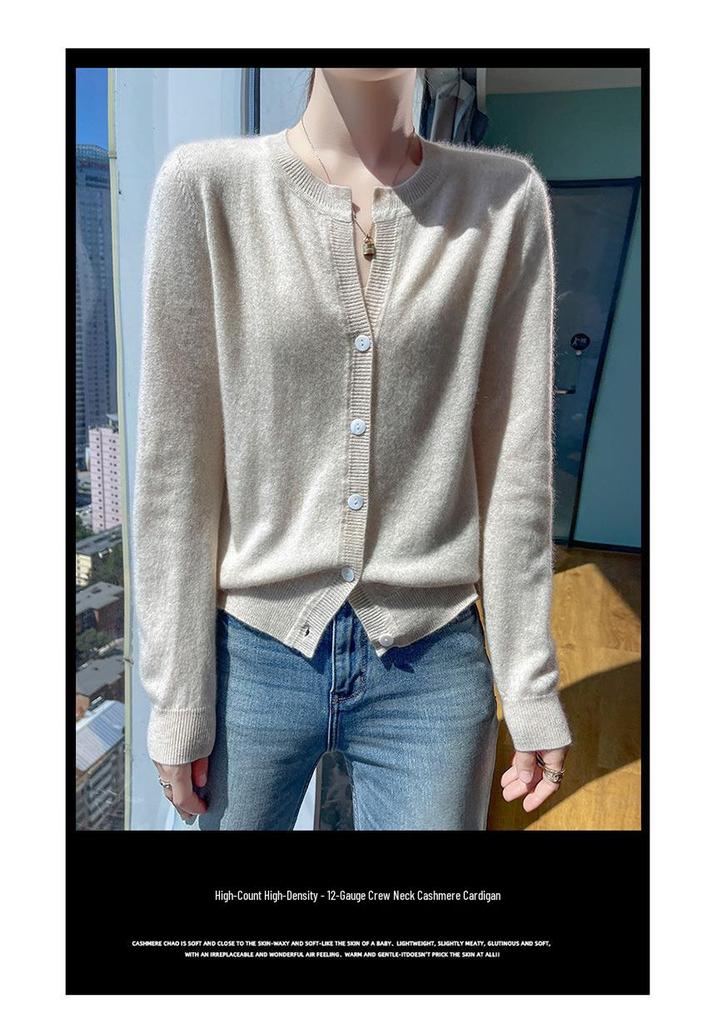 2024 Autumn/Winter Women's Cashmere V-Neck Loose Short Knit Cardigan Base Layer Top