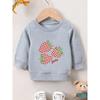 European sizes Plaid Strawberry Print Design, Durable And Wrinkle-Resistant Thin Round-Neck Sweatshirt for  Kids Aged 0-3 Years