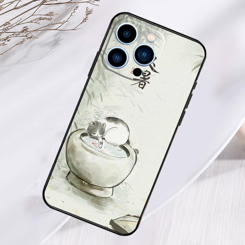 Japanese Cat Culture Aesthetic Art Phone Case For iPhone 17 Pro Max 15 14 13 12 11 16 Pro Max Plus 12 13 Mini 16e 17 Air Cover