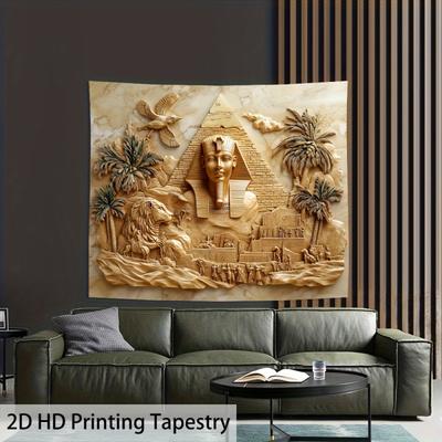 VIKAMA Crafted Ancient Egyptian Pharaoh Pyramid Tapestry Elevated Living Room Bedroom Decor With Timeless Exotic Art Aesthetic