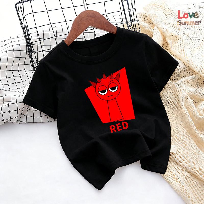 Camiseta casual de manga corta Sprunki de verano para niños de 4 a 14 años, top cómodo para niños, adecuado como regalo para niños y niñas