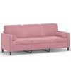 Vidaxl 3-Seater Sofa With Cushions, Pink, 180 Cm, Velvet