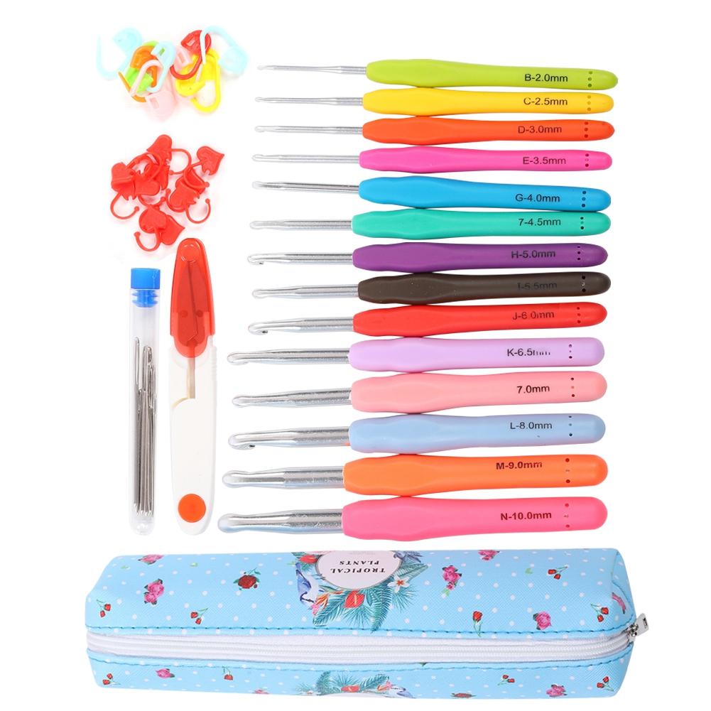 

14 шт. Крючки для вязания Сверхдлинные иглы TPR DIY Мягкая ручка Вязальные аксессуары Набор синих ножниц
