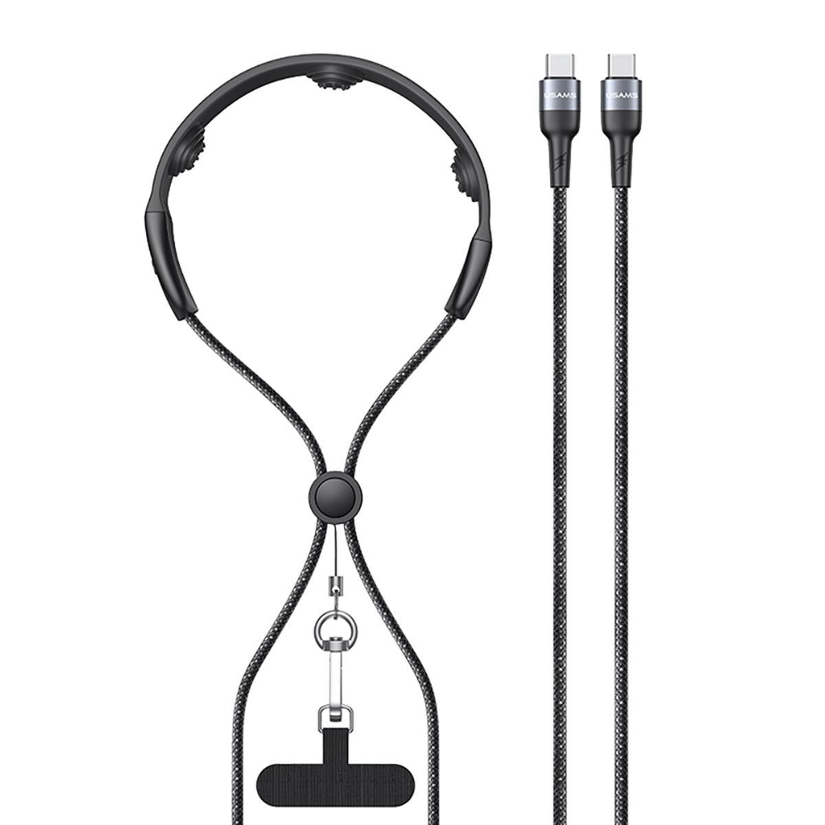 

USAMS SJ759 U89 100W Fast Charging Data Cable 1.4m with Massage Function and Phone Lanyard A