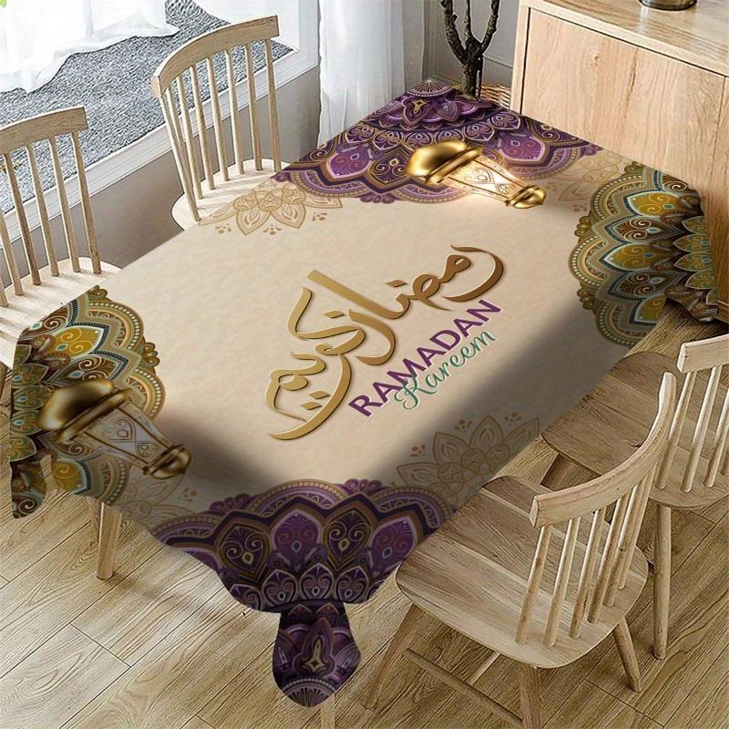 VIKAMA Ramadan Kareem Mandala Lantern Waterproof Tablecloth Table Decor Eid Mubarak Kitchen Dining Tablecloth Ramadan Decor