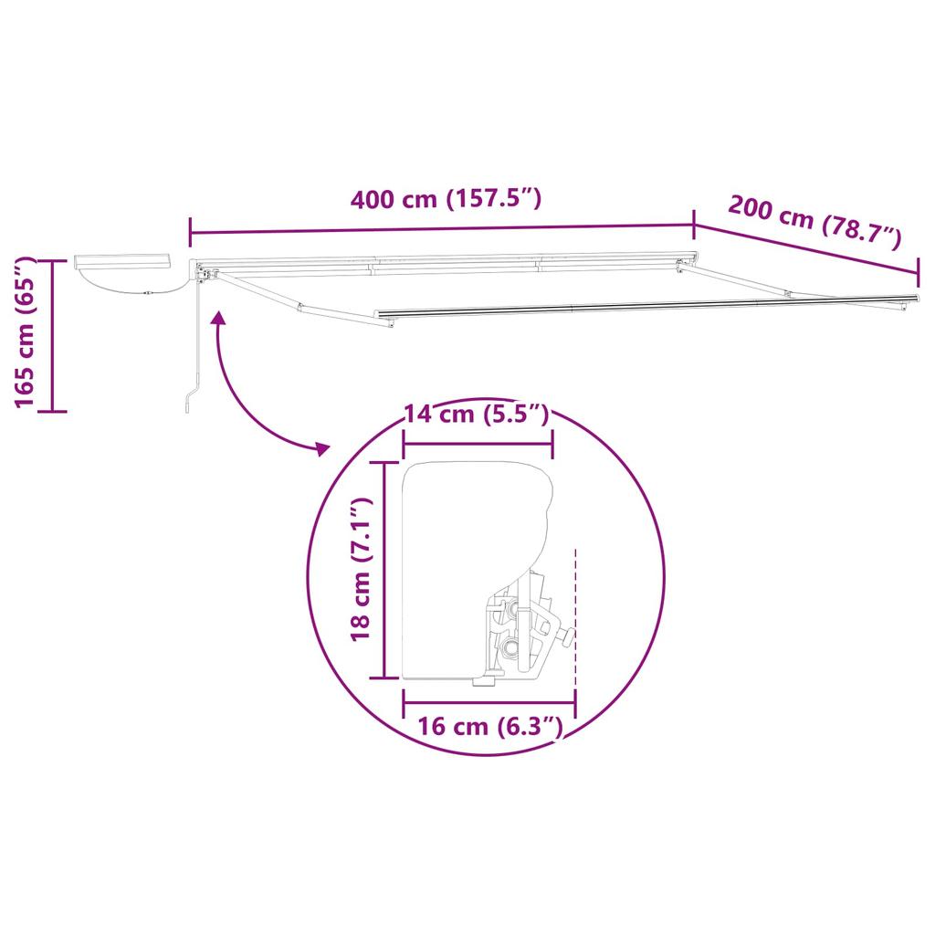 Electric Retractable Awning Anthracite 4 x 2 m