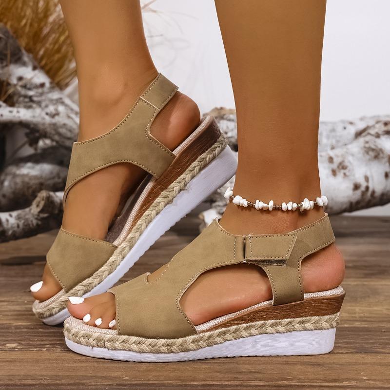 Женские босоножки на платформе с открытым носком большого размера, повседневные летние шлепанцы на плоском массивном каблуке 36