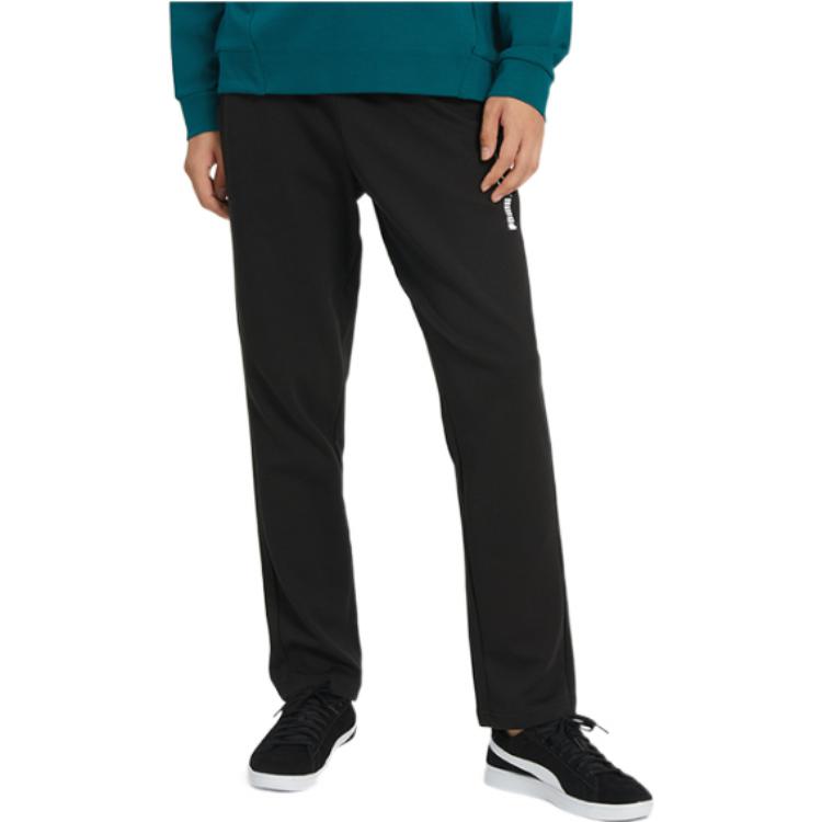 Puma Solid Color Drawstring Elastic Casual Pants With Brand Logo Print Men Bottoms Black 672406-01