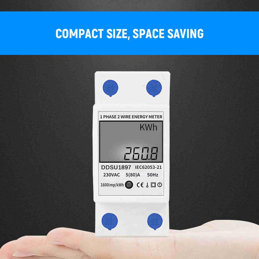 Digital Electric Energy Meter Single Phase DIN Rail Electricity Meter One Phase Two Wire Multifunction Electrical Meter