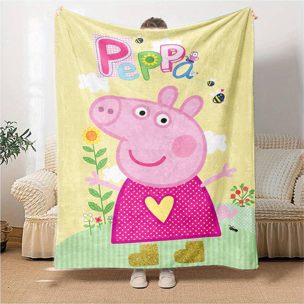 1Pc Peppa Pig Ice Cream Party Blanket For Couch Bed Plush Cozy Fuzzy Blanket Super Soft Warm Blankets For Fall And Winter 0918106