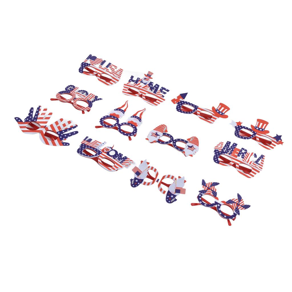 12pcs American Independence Day Glasses American Flag Holiday Glasses for Photo Props Party Favors