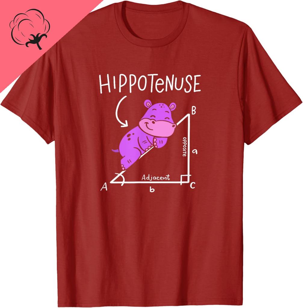 Hippopotamus Geometry Funny Math Lover Hypotenuse Costume T-Shirt Casual Streetwear Mens T Shirt Camisas Streetwear
