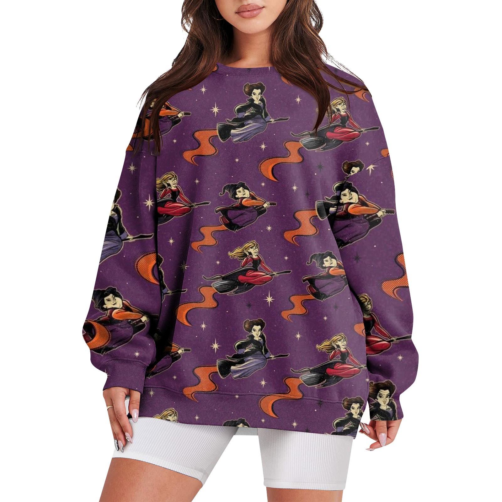 

Свитшоты для женщин с длинным рукавом на Хэллоуин, повседневные, с круглым вырезом, свободные, пуловеры, свитшоты, топы XL