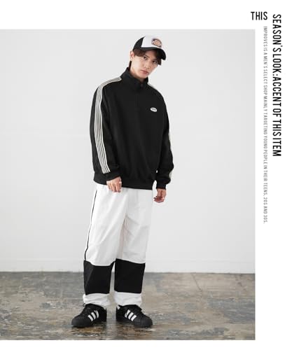 [IMPROVES] [SIDEWAYSTANCE] Embroidered One-Point Line Jersey Long Sleeve Half-Zip Jacket