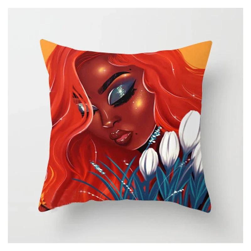 Sofa Zuhause Damen Kissenbezug Kissenbezug Hübsches Mode Mädchen Malerei Weicher Kurzer Plüsch