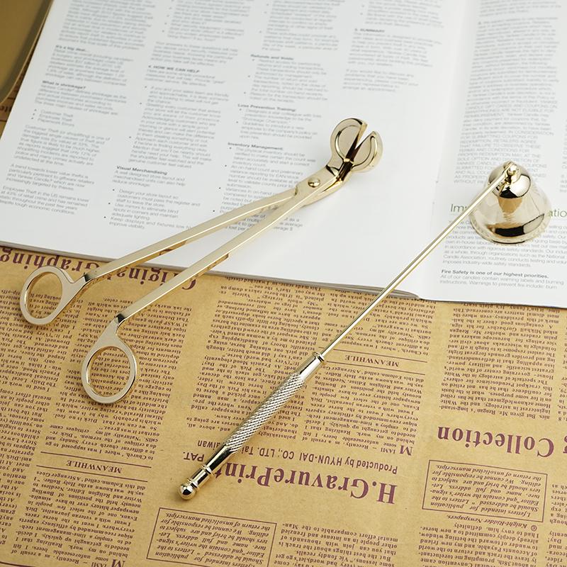 Aroma Candle Tool Kit: Wick Trimmer, Snuffer, Extinguishing Hook, and Tray.